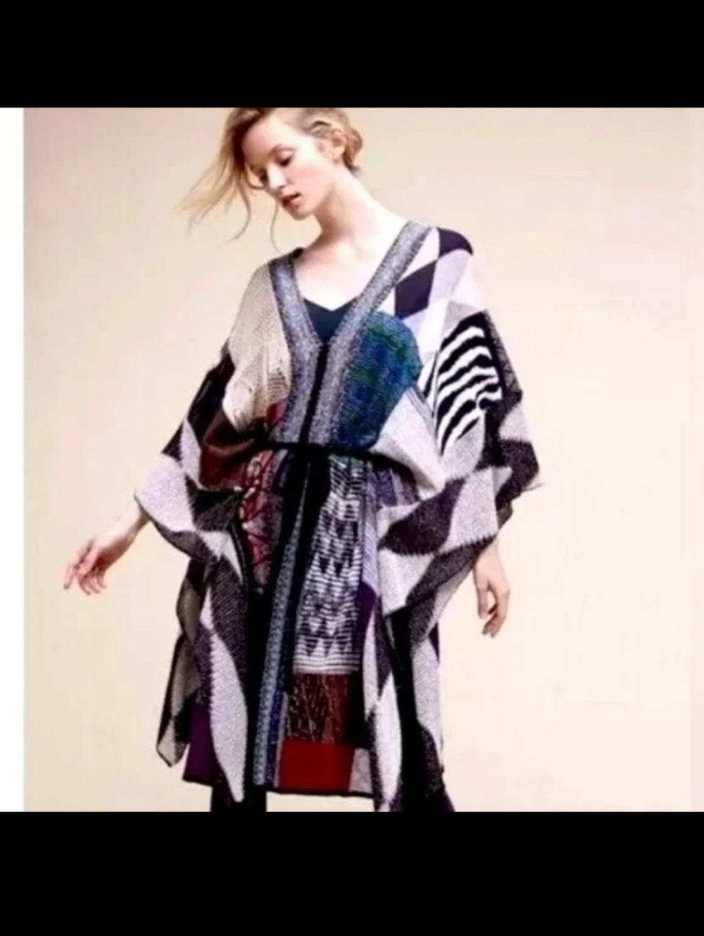 Anthropologie Cecilia Prado Caroline Open Knit Poncho Shawl Wrap Sweater Medium